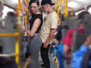 Slutty Student Gets Cumshot in Public on the Bus