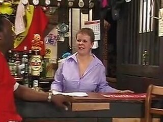 Chubby woman with short hair is rocked by a black man