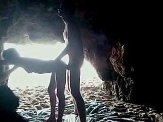 Beach babe takes a big cock in hidden cave