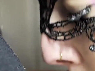 Afternoon Throat Service - Black Dress Swallows Every Drop