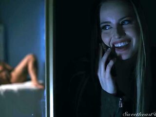 Girls Kissing Girls Midnight Erotic Scene 3 - Blonde Peeping Wifey Scarlett Sage and Tattooed Jessie Lee at SweetHeartVideo