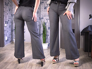 Secretary Modeling Legs and Ass in Tight Trousers