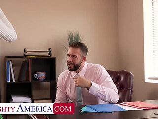 Jill Kassidy gives her boss a strip show and her pussy to keep her job