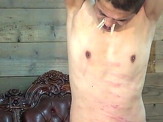 Clamps Lots of Clip Around Dick and Balls and Uses Various Whips to Knock Them off, It's Fun Time for Cosplayer Girl