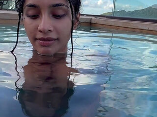 Busty India Gives an Amazing Blowjob in the Hotel Pool to Everyone's Glass- Yasmina Khan