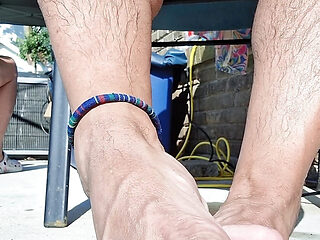 Showing off my patriotic pedicure