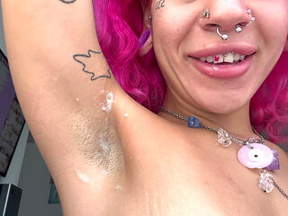Armpit Fetish Sweaty Spitting on My Armpits Squirting Vibrator Ass Worship Spanking Winking Asshole