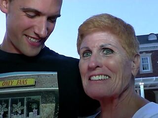 Granny with sensitive tits is going to LOVE young dick