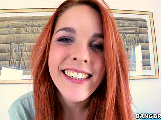 Redhead Latina with Pink Nipples Takes A Mouthful