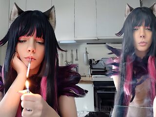 Succubus Egirl smoking in your kitchen (ask me for full vid)