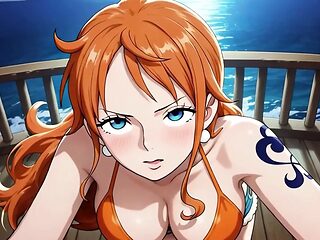 Nami caught you staring on the deck at night.