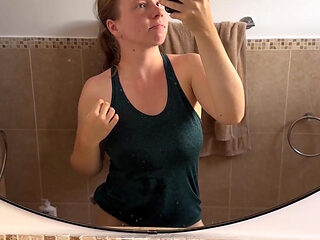 Curvy Blonde Takes a Shower