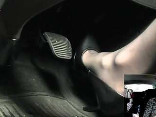 Driving in Grey Pattent Pumps on My Hosed Feet