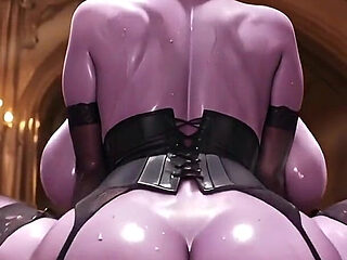 Busty Purple Sugar Mommy in Corset and Stockings Rides Hard in Candlelit Mansion - Masked Redhead Gets What She Wants