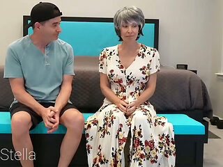 Step Grandma Anal Gift - MILF Stella Fucks Step Son - Huge Tits Anal Adventure