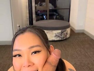 Naughty Asian schoolgirl sucks and fucks for extra credit