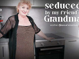 Curvy 72 Year Old Granny Noretta Seduces Her Grandson's Best Friend To Fuck Her Hard On The Couch