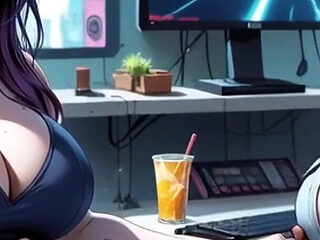 Two Cyberpunk Women Take off Clothes and Kiss, (ai Animation)