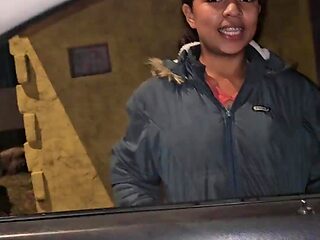 Horny Latina chick asks me if I caould drive her home for a quick fuck in my car