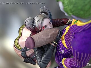 The Joker takes it to Harley Quinn with a massive pink cigar for some anal fun