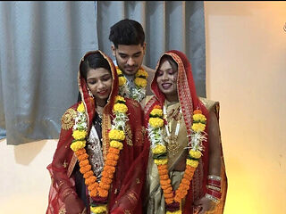Desi Bride Aksha Wedding Night Threesome with Aman - Indian Saree Sex in Hindi