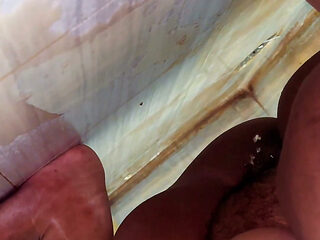 Single BBW Hot Girl After Sex She Is Pee in Public Toilet - Hairy Big Pussy