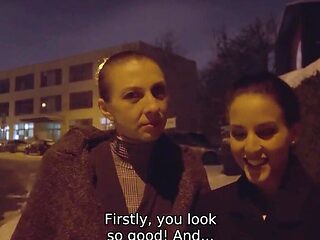 Brunette looks cute with his dick in her soft hands