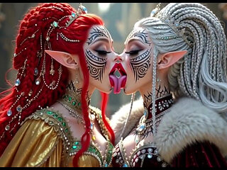 Beautiful Elves Princess Kissing, Ai Animation