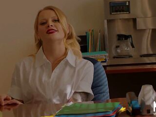 Blonde Paris White Seduces Teacher Robby Echo in Office POV