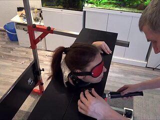 Slave Helpless in Pillory Gets Driven to Orgasm on Sybian