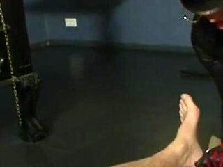 Police woman humiliates masked guy