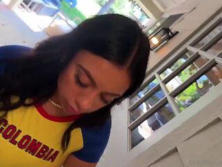 Bratty Colombian Stepsister Yields to Hard Doggy Pounding