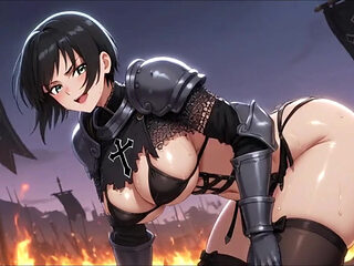 Female Warhammer 40k Space Marines Erotic Sensual Scenes in Partial Power Armor