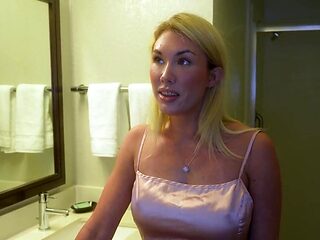 Busty blonde woman is doing it with a bald dude