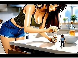Tiny Man In Kitchen - Ai Giantess Vore