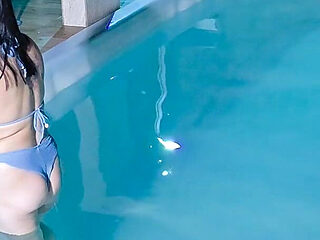 Caught in the Act! Two Brunettes Caught Masturbating in the Condo's Pool