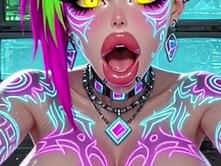 Cyberpunk Style Women Bouncing Boobs, Ai Animation