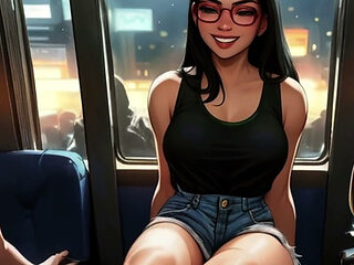 Lin's Friends Help Drain Your Cock on the Bus