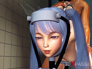 Cute japanese student and hardcore machine