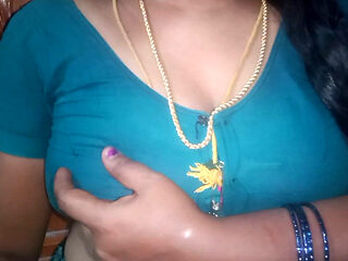 Tamil Aunty Squeezing Her Breasts When She Is Alone and Unable to Control Her Emotions