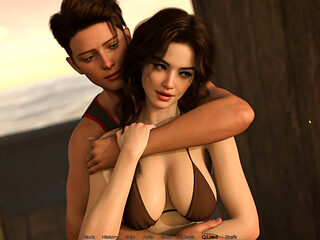 The Beach House V0.2 Part 1 - Giving Alicia a Sensual Beach Ass Massage and Peeking at Leanna