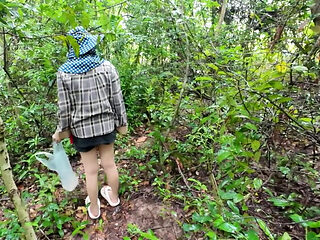 Thai Girl Walks and Brags About Picking Mushrooms Anyway, Peeing in the Forest Thai Voice