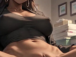 The Bitchin' Business Babe Entices with Her Aroused, Drooling Stare in the Ebony Office - XXX!