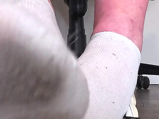Sneaky Office Foot Tease in Checkerboard Vans - Toe-only Strip & Intense Barefoot Play POV