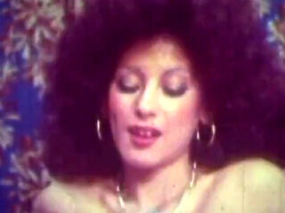 Retro Curly Brunette Classic with Vintage Bedroom Passion