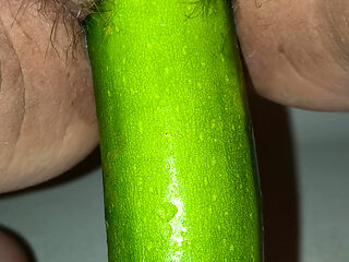 She wanted her tight pussy to play with cucumber and fuck