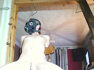 Slave Nina. Tied, Gasmask, Shaved And Penetrated