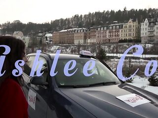 Lovely big ass brunette fucks in the car and in the office