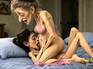 Old Woman Rubs Her Pussy on a Young Woman