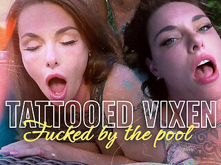 Naughty Tattooed Vixen Can't Wait to Fuck Next to the Pool